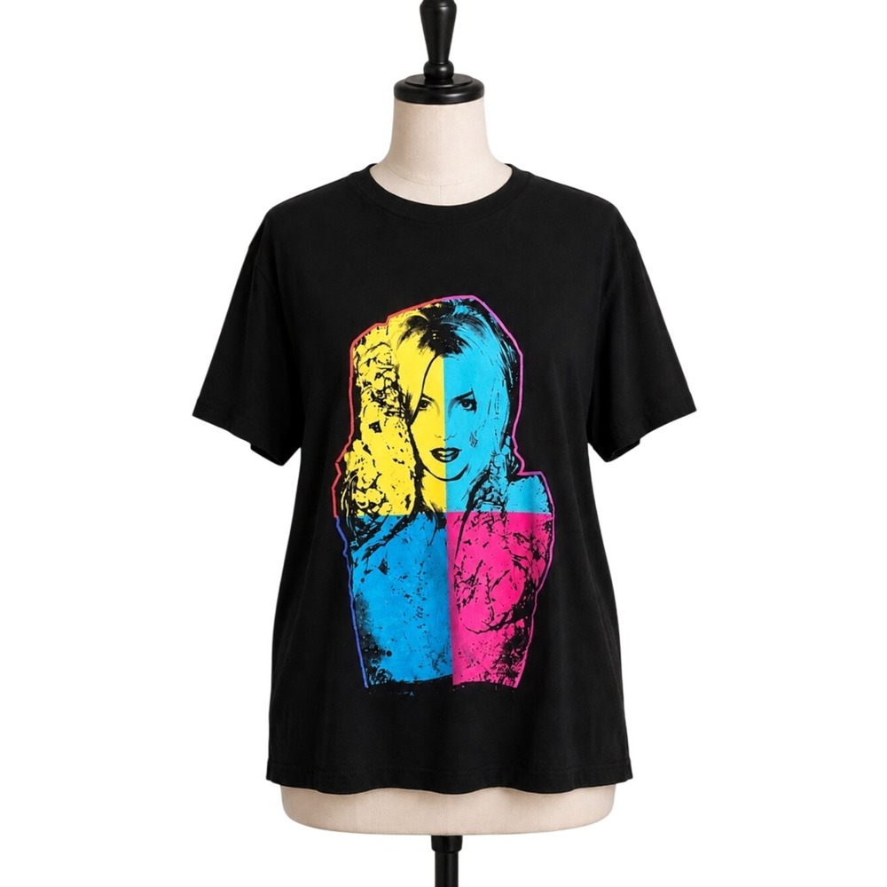 Britney Spears Collection‎ Pop Art Graphic T-Shirt Black Neon Multi Color Large
